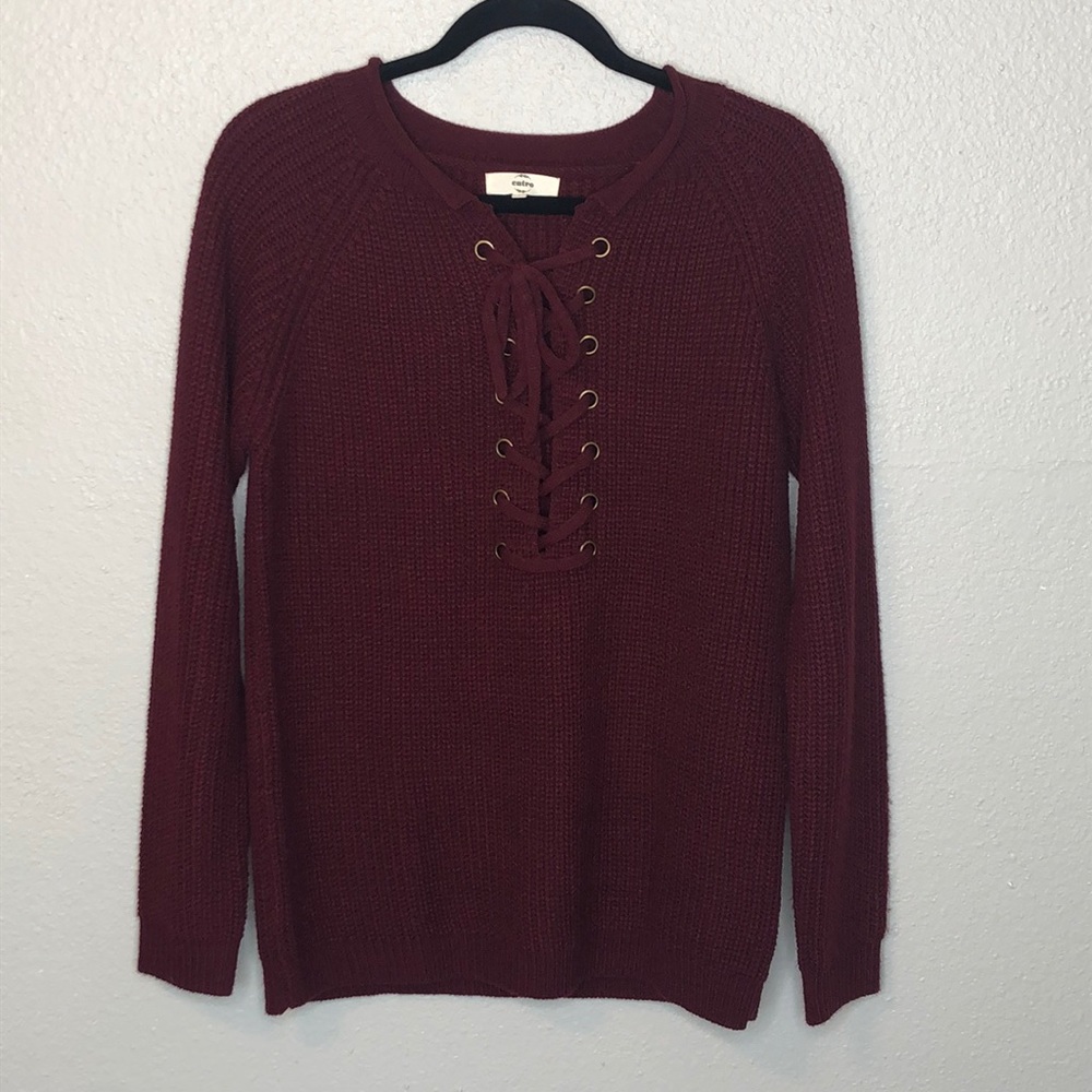 Entro Chunky Knit Lace-Up Sweater